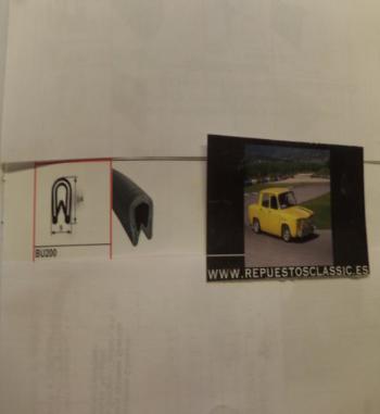 BU200 BISEL CARROCERIA GRIS O NEGRO POR METROS RENAULT 4, 6, 8 , 10,  4CV, GORDINI,  SEAT 600