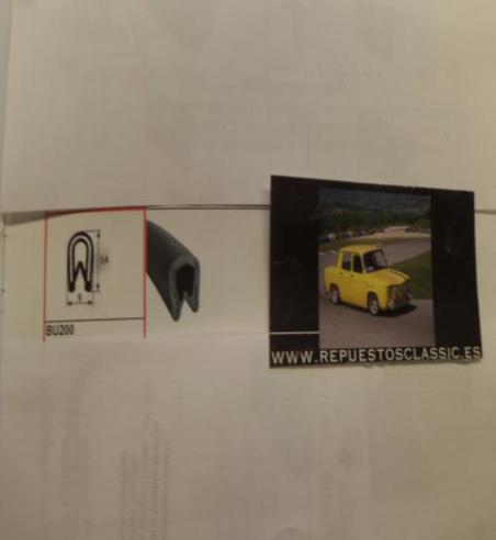BU200 BISEL CARROCERIA GRIS O NEGRO POR METROS RENAULT 4, 6, 8 , 10,  4CV, GORDINI,  SEAT 600