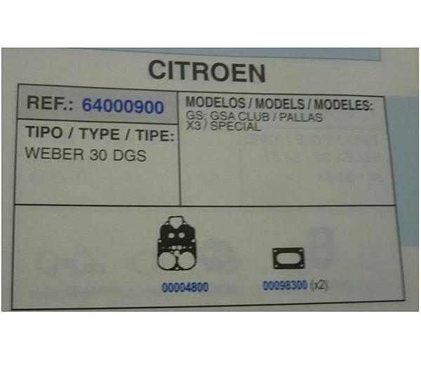 0900 KIT JUNTAS CARBURADOR WEBER 30 DGS