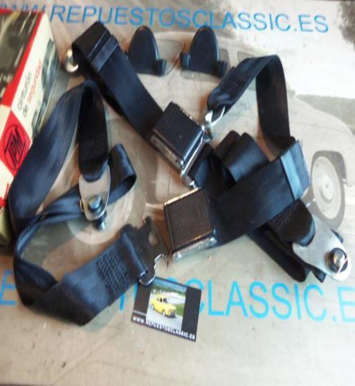 OFI01* JUEGO CINTURONES SEGURIDAD SEAT 1400, 1500, 124, 1430 RENAULT 6, 8, 12 SIMCA 1200, TALBOT 180, DODGE 3700  HOMOLOGADOS AN