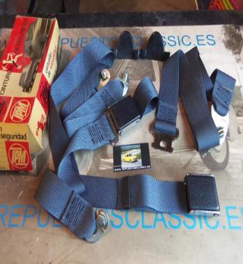 OFI01** JUEGO CINTURONES SEGURIDAD GRISES SEAT 1400, 1500, 124, 1430 RENAULT 6, 8, 12 SIMCA 1200, TALBOT 180, DODGE 3700  HOMOLO