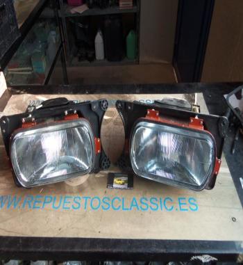 ISE08* JUEGO FAROS COMPLETO PASA SEAT 131 1ª SERIE FOCO EUROPEO E9 CON SOPORTES
