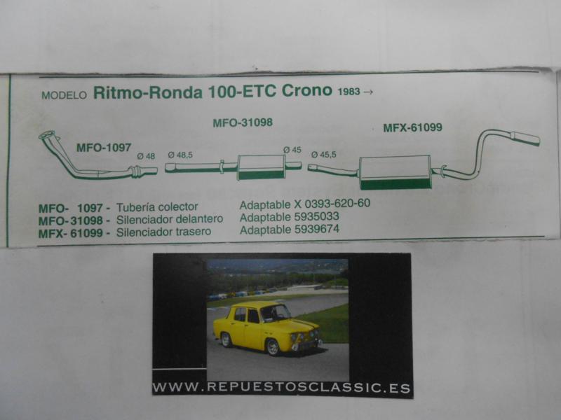 1099 P7 SILENCIOSO TRASERO FONOS SEAT RITMO - RONDA 100 CRONO 83-> , REF. ORIGEN 5939674