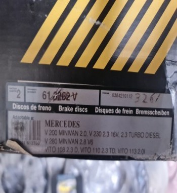 PFR01 613262V JUEGO DISCOS FRENO VENTILADOS MERCEDES VITO W638, W638/2 276 mm REF. 6384210112 ANTIGUO STOCK FRENOS ZARAGOZA