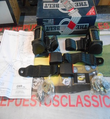 CT01 KIT CINTURONES TRASEROS BANDEJA SEAT 124, 131, LANCIA BETA, RENAULT 6, 12