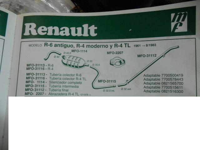 LINEA DE ESCAPE COMPLETA RENAULT 6 ANTIGUO