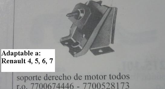 SOPORTE MOTOR DERECHO RENAULT 4, 5, 6,7