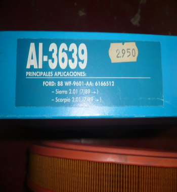 F114 FILTRO AIRE FORD SIERRA, ESCORPIO 2.0 DESDE 7/89