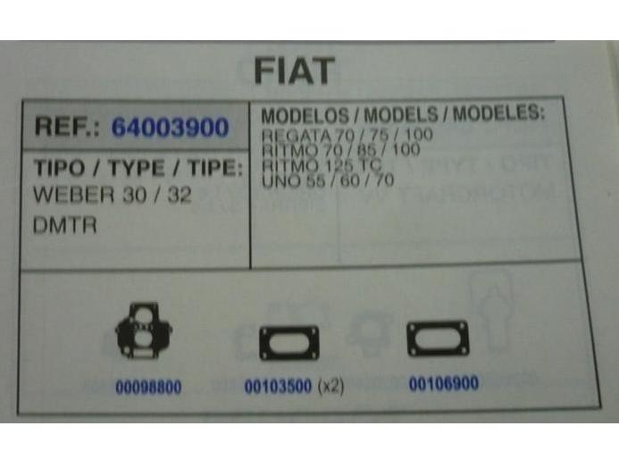 3900 KIT JUNTAS CARBURADOR WEBER 30/32 DMTR (TIPO 2)