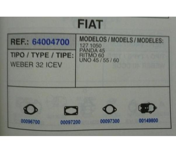 4700 KIT JUNTAS CARBURADOR WEBER 32 ICEV (TIPO 2)