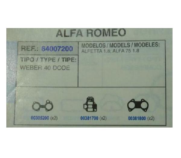 7200 KIT JUNTAS CARBURADOR WEBER 40 DCOE