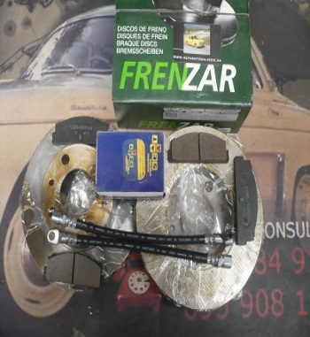 FR613132-2 KIT DISCOS FRENO DELANTEROS, PASTILLAS Y LATIGUILLOS SEAT 124, 1430