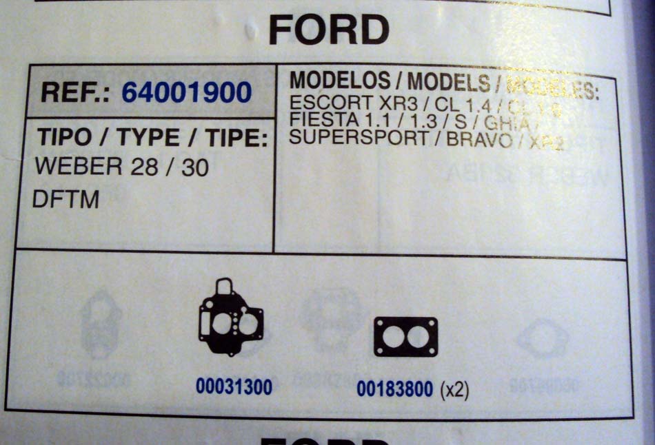 1900 KIT JUNTAS CARBURADOR WEBER 28-30 DFTM