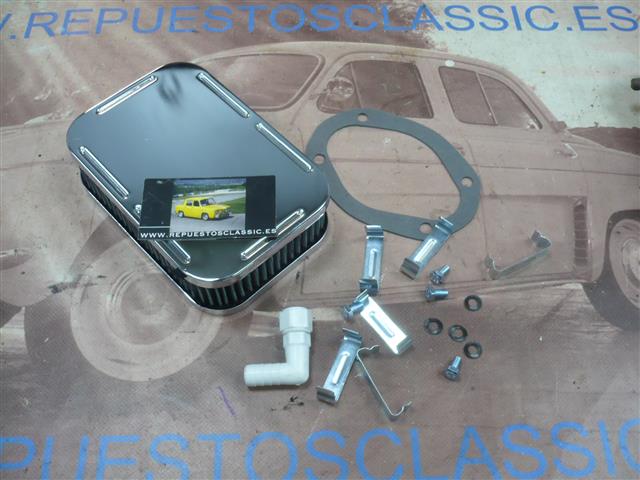BT01 FILTRO AIRE CROMADO WEBER 32, 34 SEAT 124, RENAULT 8, 5, 12