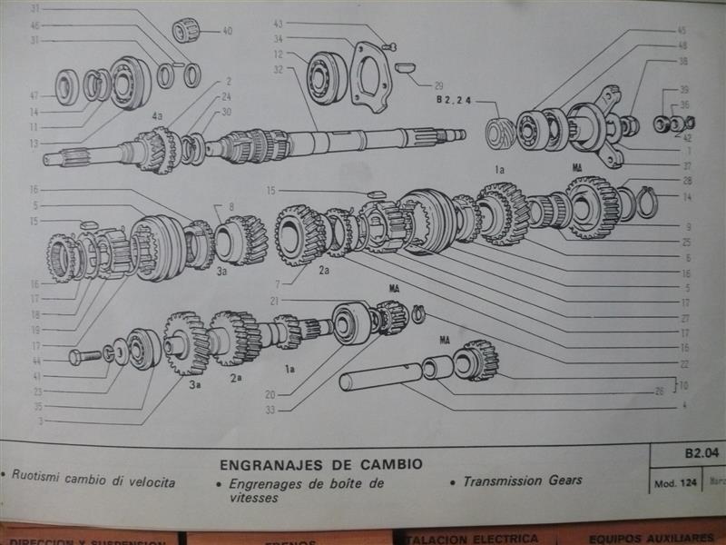 DESPIECE CAJA CAMBIOS SEAT 124 4V 1ª SERIES