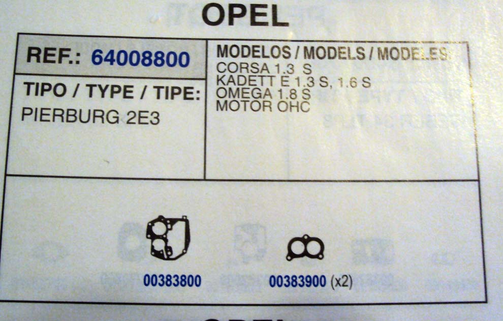 8800 KIT JUNTAS CARBURADOR PIERBURG 2E3