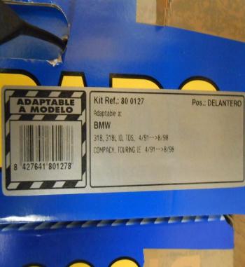 KZ800127 KIT DISCOS Y PASTILLAS DE FRENO DELANTERO BMW E36 3.18, 3.18i, ID, TDS 91 --> 98