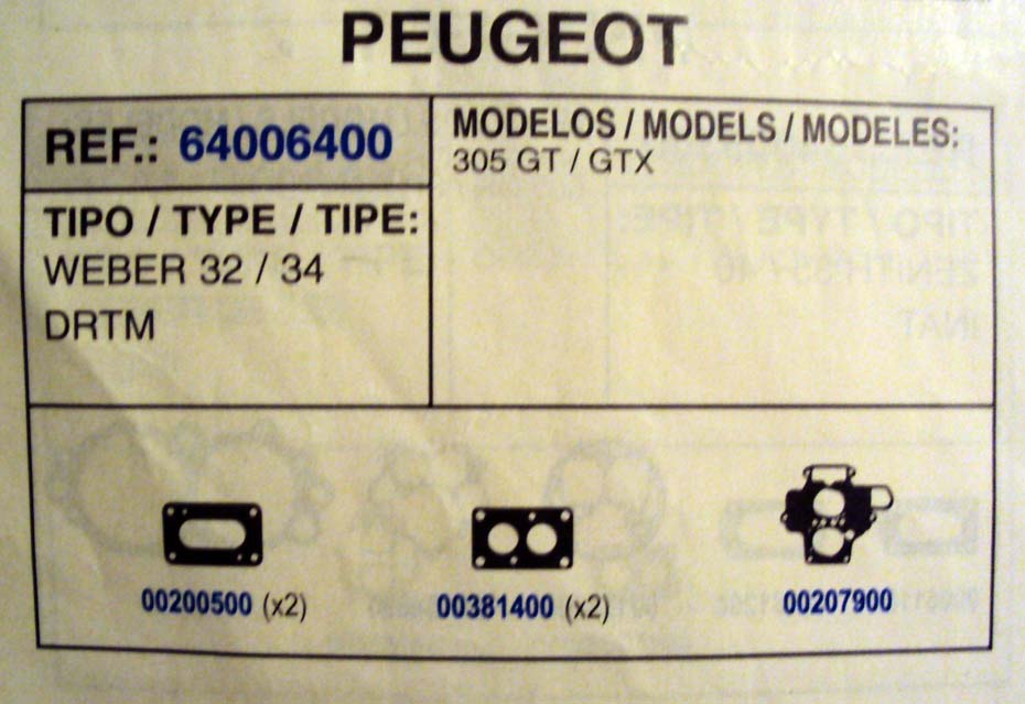 6400 KIT JUNTAS CARBURADOR WEBER 32-34 DRTM