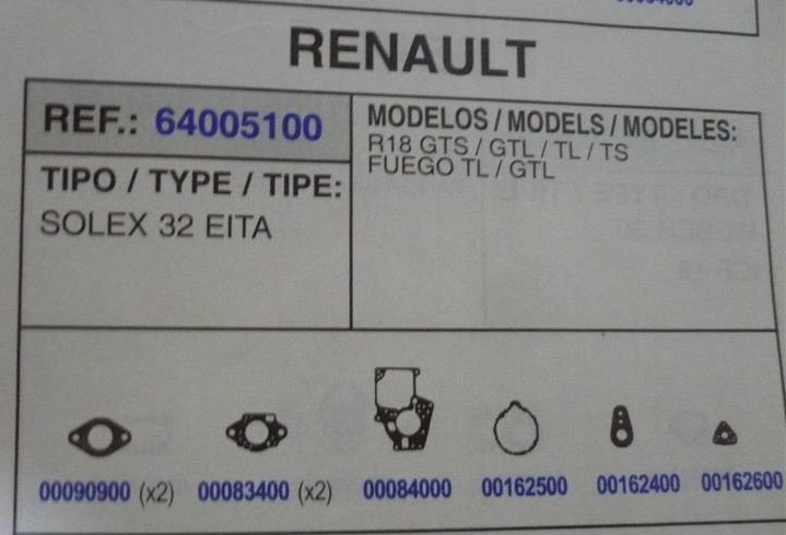 5100 KIT JUNTAS CARBURADOR SOLEX 32 EITA (TIPO 2)