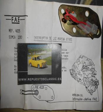 4025 INTERRUPTOR MARCHA ATRAS PARA ACOPLAR SIMCA 1200